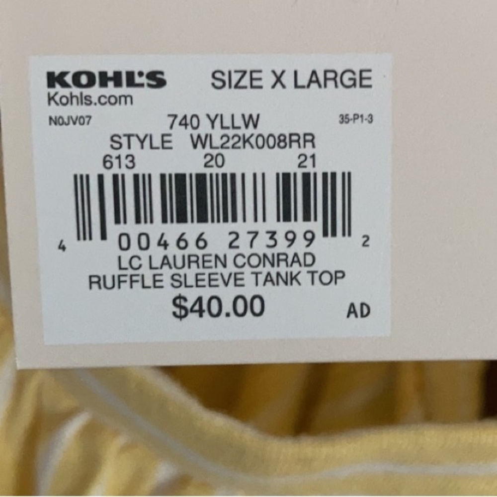 LC Lauren Conrad ruffle sleeve cotton tank top yellow & white stripes - Picture 14 of 15